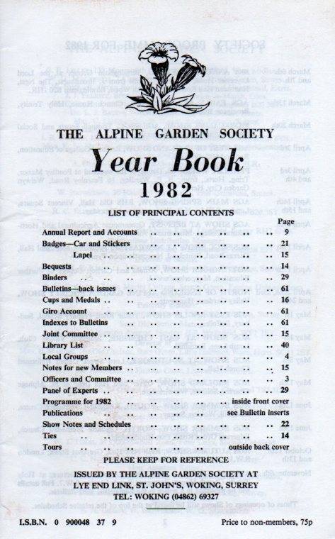The Alpine Garden Society  Year Book 1982 
