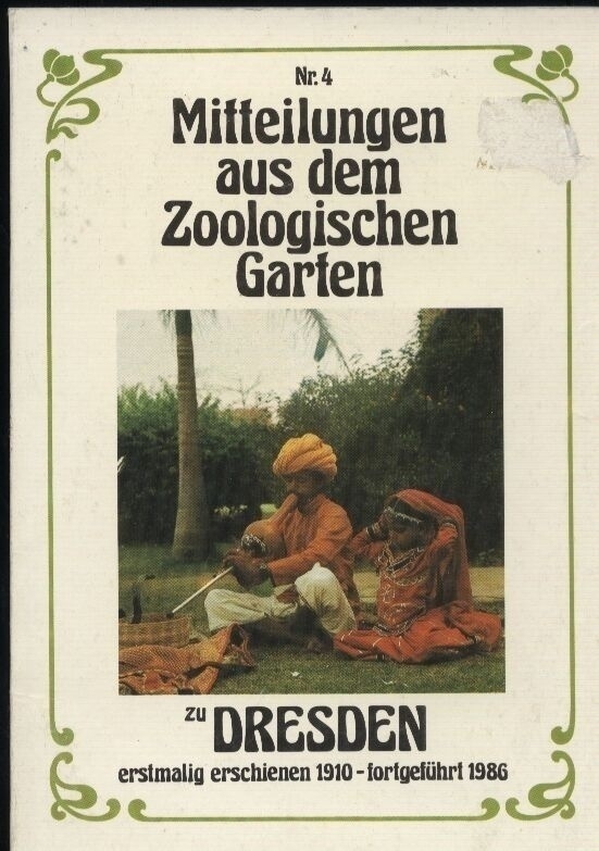 Dresden-Zoo  Mitteilungen aus dem Zoologischen Garten zu Dresden Nr.4 