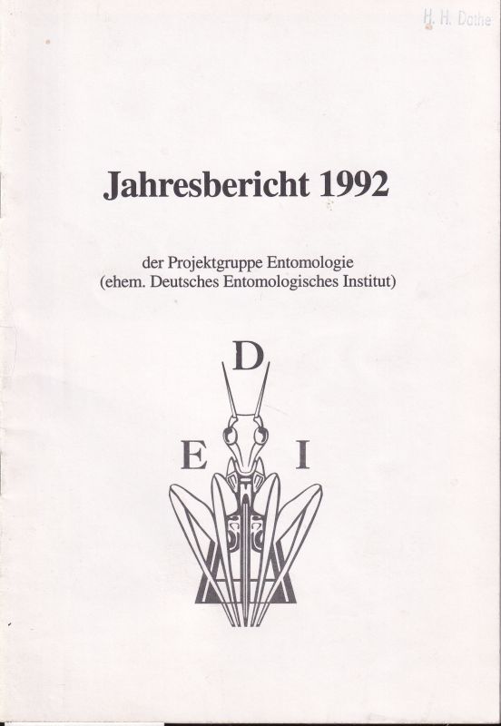 Projektgruppe Entomologie  Jahresbericht 1992 der Projektgruppe Entomologie 