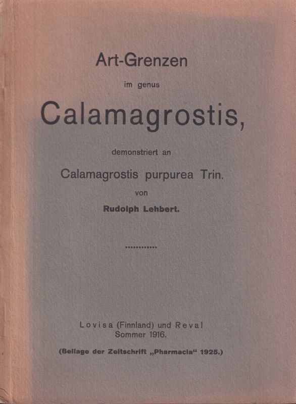 Lehbert,Rudolph  Art-Grenzen im genus Calamagrostis Adans 