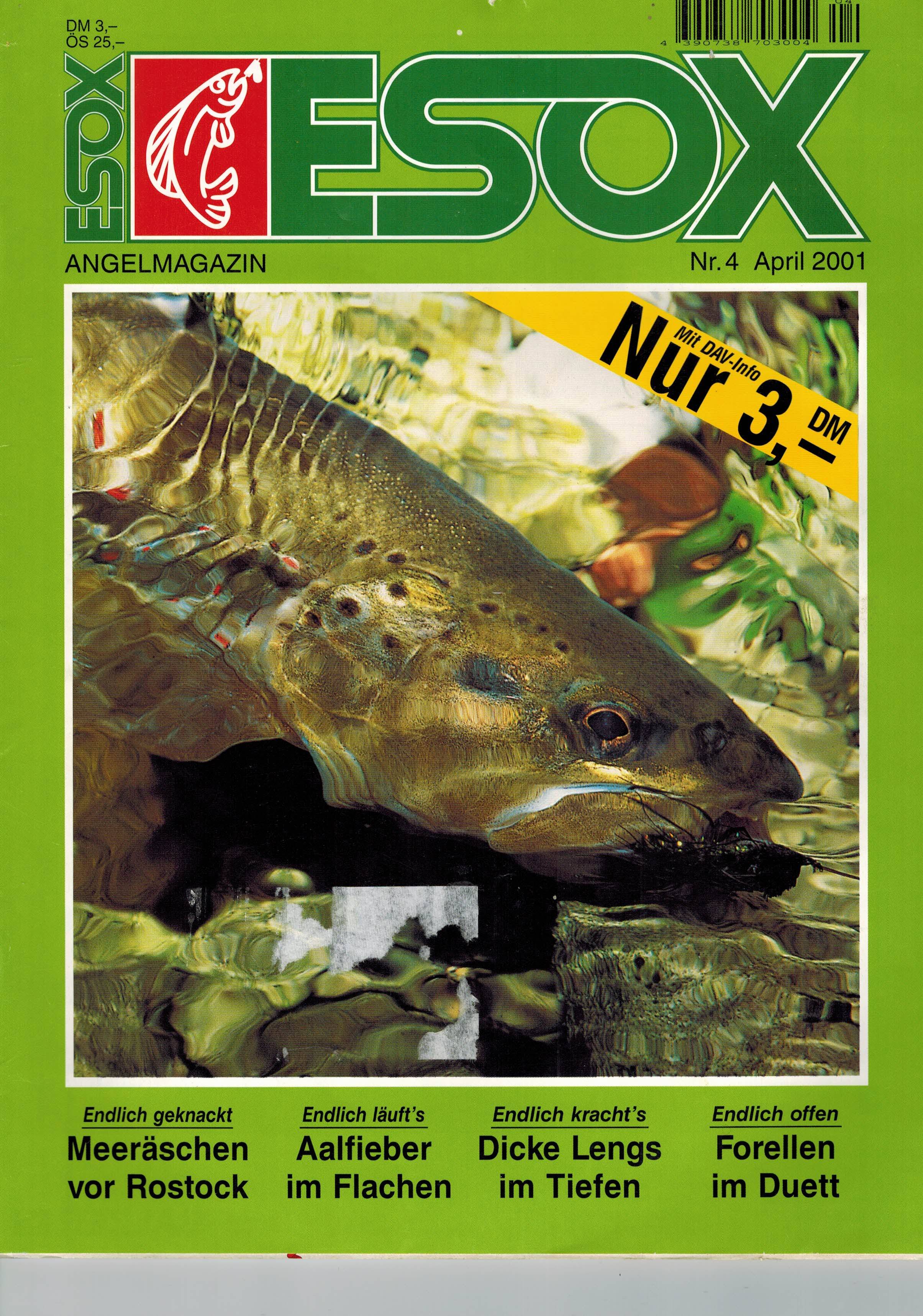 Esox Angelmagazin  Esox Jahr 2001 Heft 1 bis 12 (12 Hefte) 