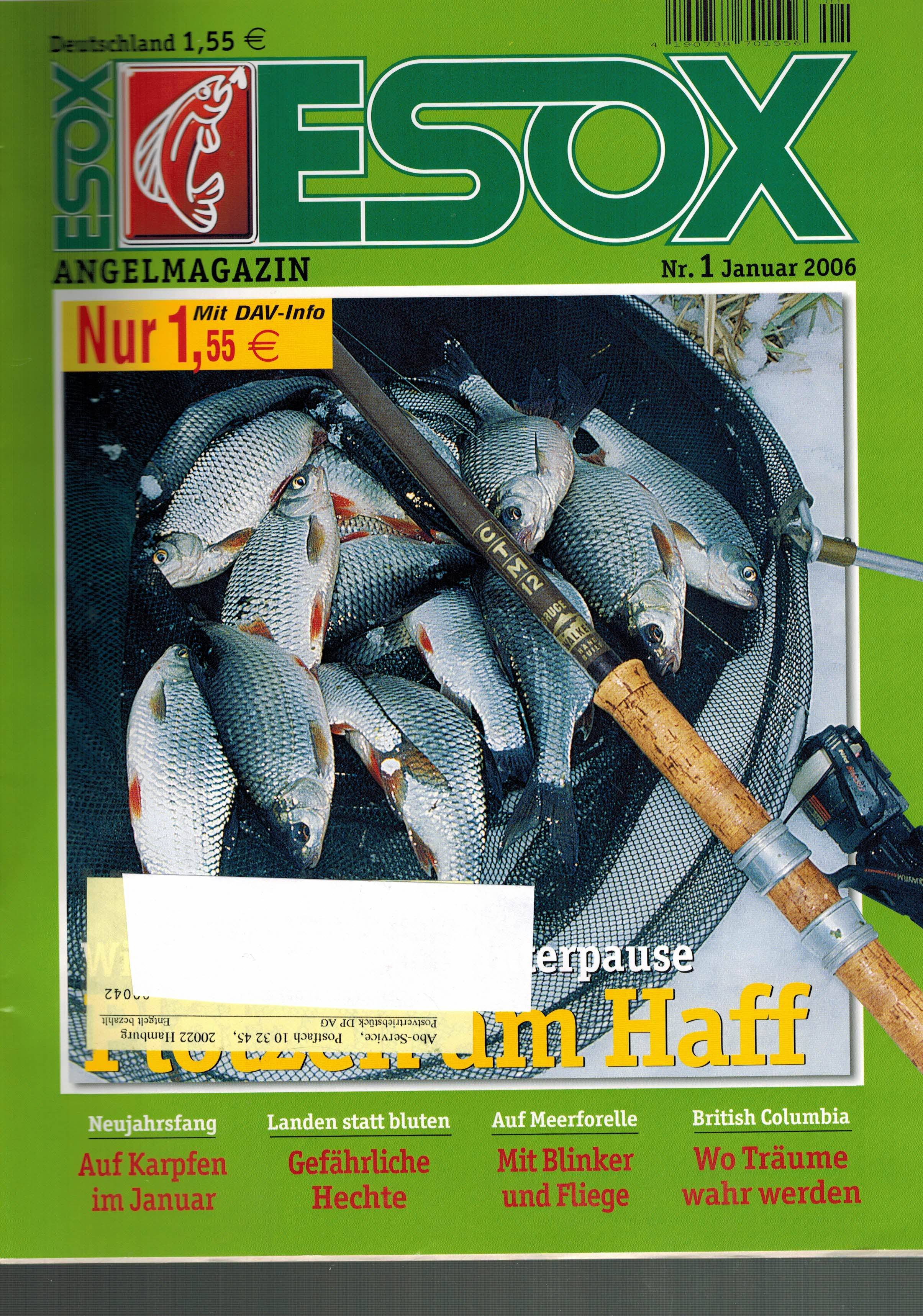 Esox Angelmagazin  Esox Jahr 2006 Heft 1 bis 12 (12 Hefte) 