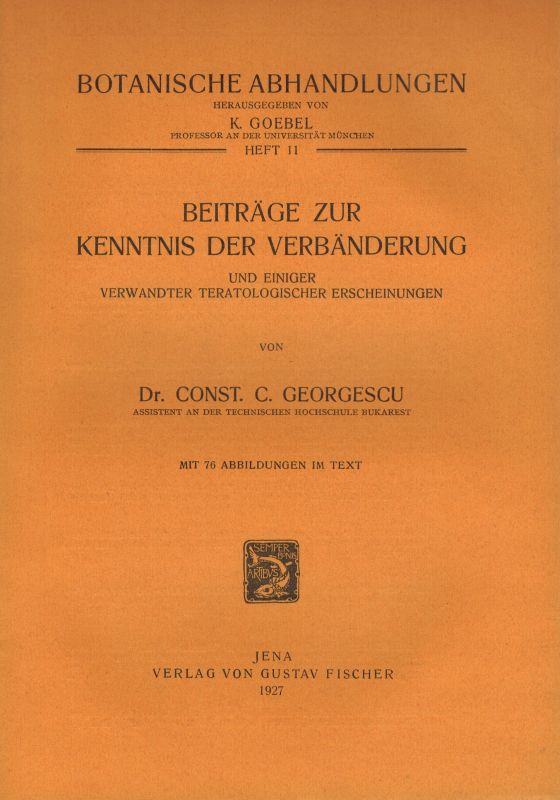 Georgescu,C.C.,  Beiträge zur Kenntnis Verbänderung und einiger verwandter 