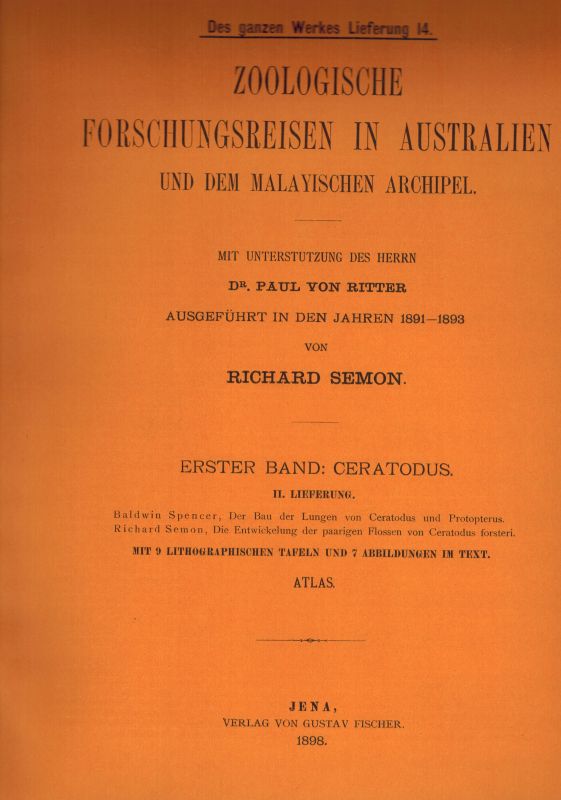 Semon,Richard  Zoologische Forschungsreisen in Australien und dem Malayischen 