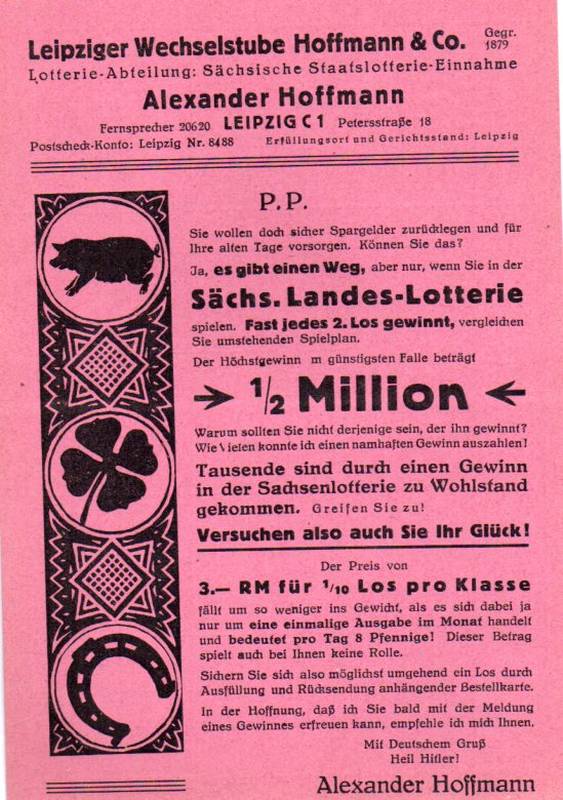 Sächsische Landeslotterie  Plan zur 211 Sächsischen-Landeslotterie 