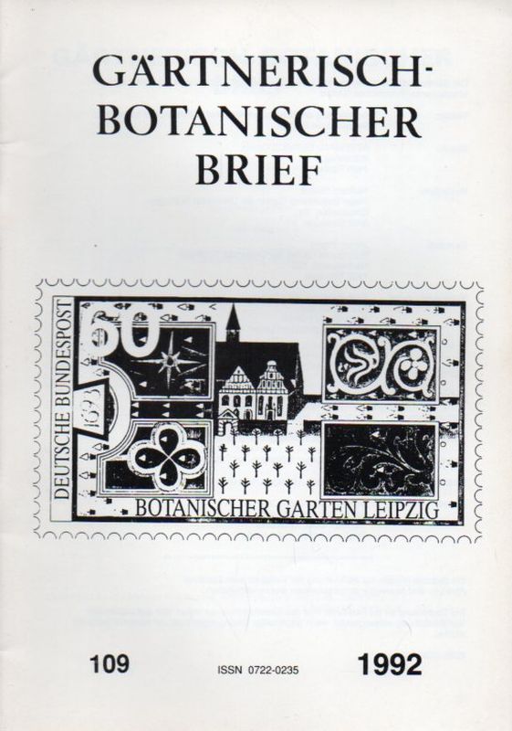 Arbeitsgemeinschaft Botanischer Gärten e.V.  Gärtnerisch-Botanischer Brief Nr. 109 Jahr 1992 