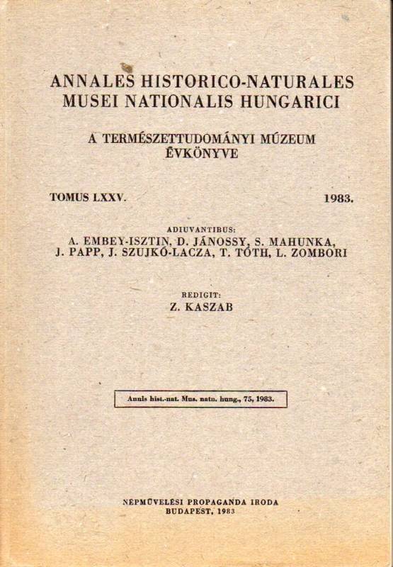 Kaszab,Z.  Annales Histroico-Naturales Musei Nationalis Hungarici.A Termeszettudo 