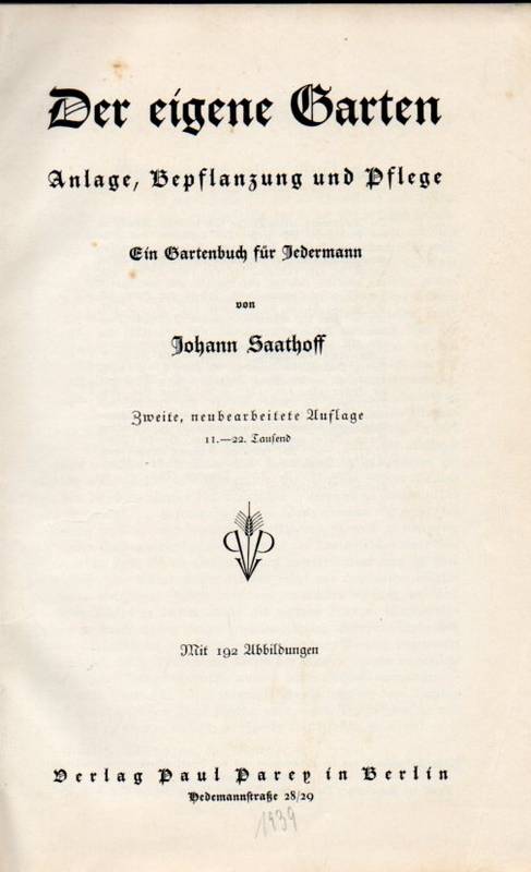 Saathoff,Johann  Der eigene Garten 