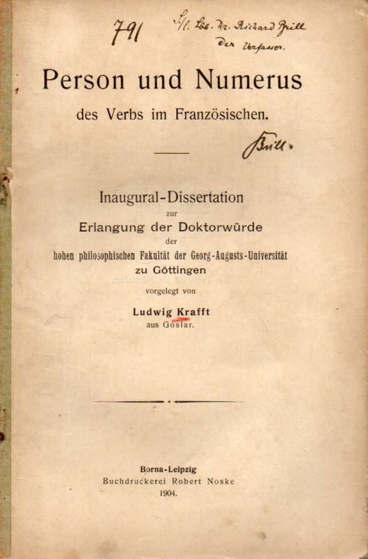 Krafft,Ludwig  Person und Numerus des Verbs im Französischen 