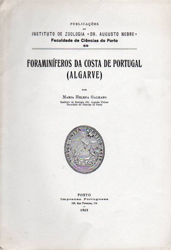 Galhano,M.Helena  Foraminiferos da Costa de Portugal(Algarve),Porto 1963.104 S.m.9 Tafel 