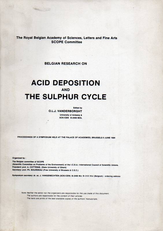 Vanderborght,O.L.J.  Acid Deposition and the Sulphur Cycle 
