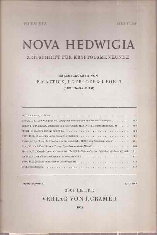 Nova Hedwigia  Zeitschrift für Kryptogamenkunde Bd.XVI,Heft 3/4 