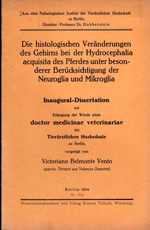 Vento,Victoriano Belmonte  Die histologischen Veränderungen des Gehirns bei der Hydrocephalia acq 