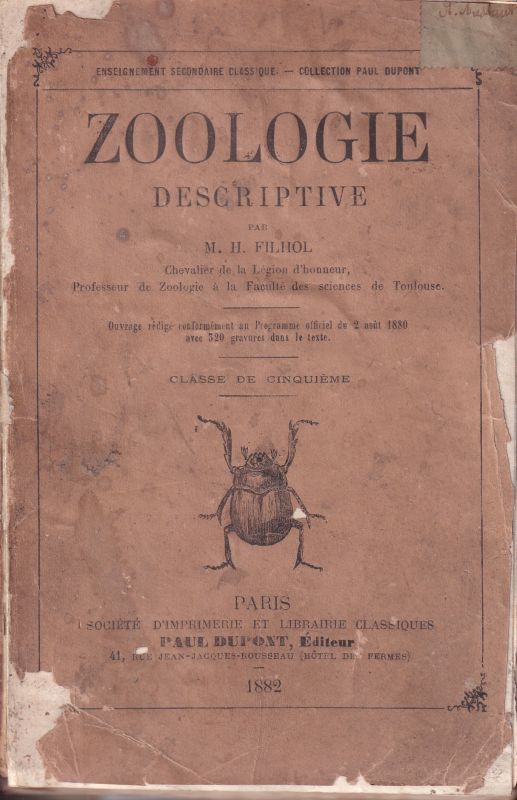Filhol,M.H.  Zoologie Descriptive 