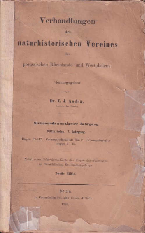 Andrä,C.J. (Hsg.)  Verhandlungen des naturhistorischen Vereines der preussischen 