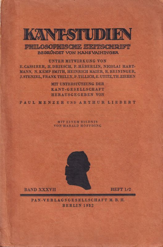 Kant-Studien   Kant-Studien  Band XXXVII, 1932 Heft 1-4 in 2 Heften 