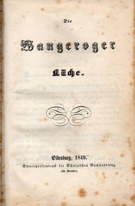 Anonym (Bernhardine Westing)  Die Wangeroger Küche 