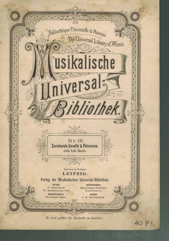 Musikalische Universal-Bibliothek  Musikalische Universal-Bibliothek Nr. 10 Sarabande, Gavotte 