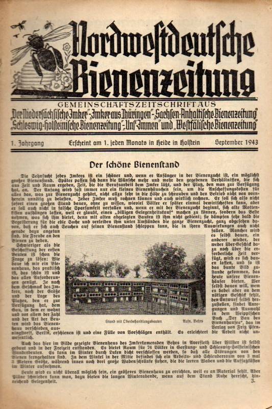 Nordwestdeutsche Bienenzeitung  Nordwestdeutsche Bienenzeitung 1.Jahrgang Heft September 1943 