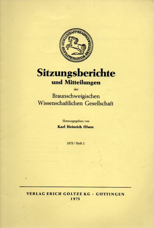 Braunschweigische Wissenschaftliche Gesellschaft  Sitzungsberichte und Mitteilungen 1975 Heft 1 