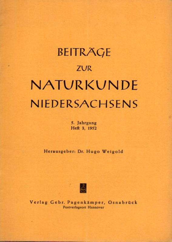Weigold,Hugo (Hsg.)  Beiträge zur Naturkunde Niedersachsens 5.Jahrgang Heft 3 