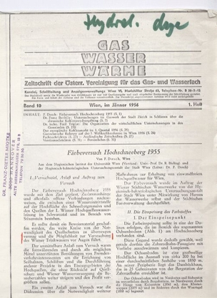 Dosch,F.  Färbeversuch Hochschneeberg 1955 