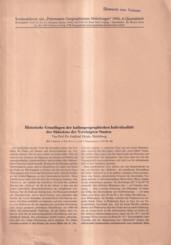 Pfeifer,Gottfried  Historische Grundlagen der kulturgeographischen Individualität des 