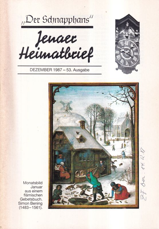 Heimatkreis Jena (Hg.).  Der Schnapphans Jenaer Heimatbrief 53.Ausgabe Dezember 1987 
