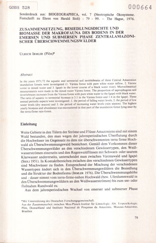 Irmler,Ulrich  Zusammensetzung, Besiedlungsdichte und Biomasse der Makrofauna 