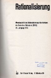 Rationalisierung  25.Jahrgang 1974.Heft 1 bis 12 