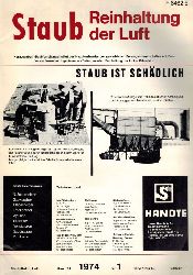 Staubforschungsinstitut  Staub Reinhaltung der Luft Band 34 Heft Nr. 1, 1974 (1 Heft) 