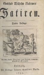 Rabener,Gottlieb Wilhelm  Gottlieb Wilhelm Rabeners Satiren.4 Theile in 2 Bnden 