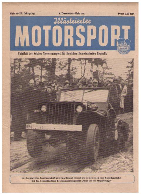 Hrsg. Deutscher Motorsport - Verband der DDR     Illustrierter Motorsport  - 1. Dezember  - Heft  1953, Nr. 22 ,  