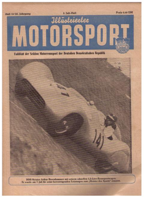 Hrsg. Deutscher Motorsport - Verband der DDR     Illustrierter Motorsport  - 2. Juli  - Heft 1953 , Nr. 13 ,  