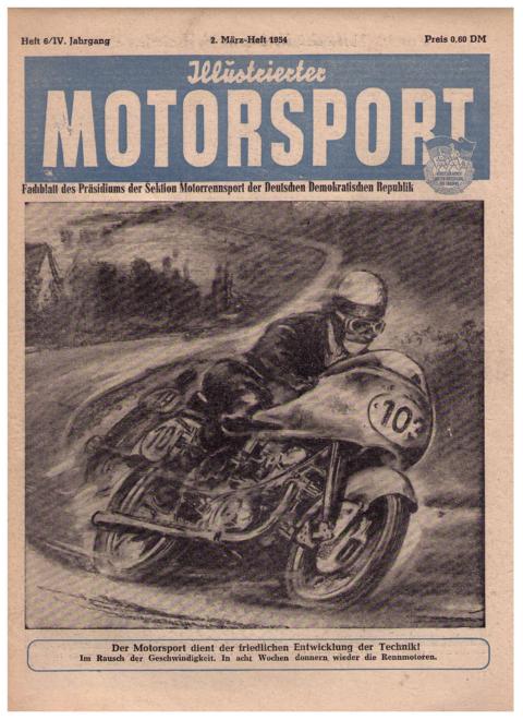 Hrsg. Deutscher Motorsport - Verband der DDR     Illustrierter Motorsport  - 2. März - Heft  1954, Nr. 6 ,  