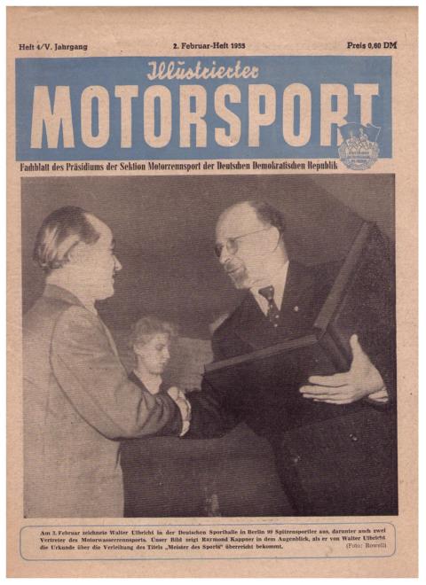 Hrsg. Deutscher Motorsport - Verband der DDR     Illustrierter Motorsport  - 2. Februar  - Heft 1955 , Nr. 4  