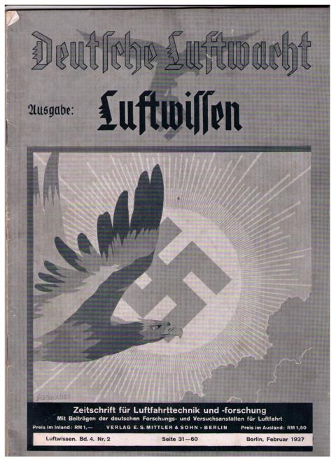 Hrsg. Reichsluftfahrtministerium    Deutsche Luftwacht , Ausgabe  Luftwissen  1937 , Heft Nr. 2  