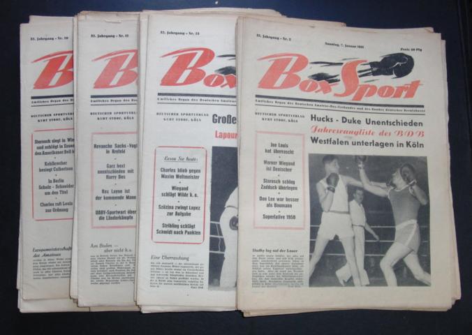 Hrsg. Deutscher Amateur  Box - Verband  und Bund Deutscher Berufsboxer    Der  Boxsport  32. Jahrgang 1951- bis auf   Heft 1  vollständig  , Beschreibung  bitte GENAU lesen !   