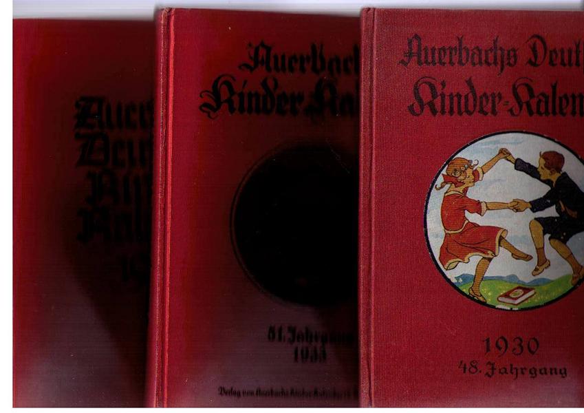 Holst,Dr.Adolf  -  Konvolut von 3 Bänden  MIT  Spielbeilage    Auerbachs Deutscher Kinderkalender 1930  +  Auerbachs Deutscher Kinderkalender  1933  " und " Auerbachs Deutscher Kinderkalender  1939  " jeweils  MIT  Spielbeilage " 