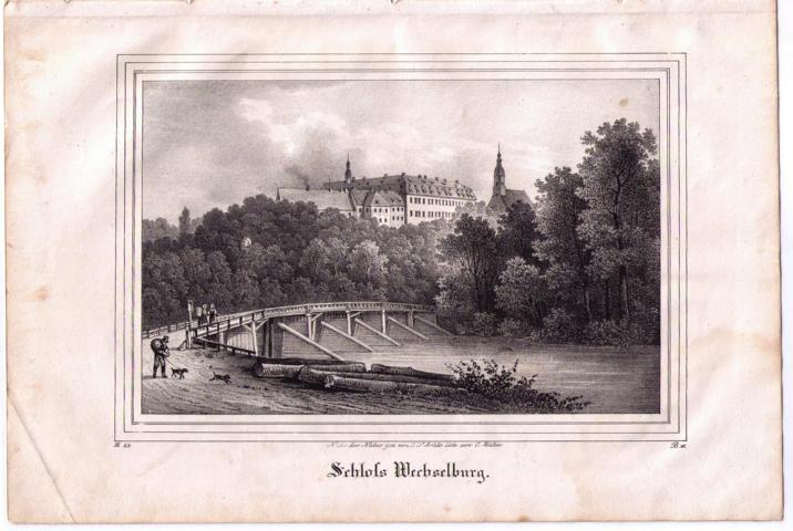Lithographie aus "Saxonia",     Schloß Wechselburg  