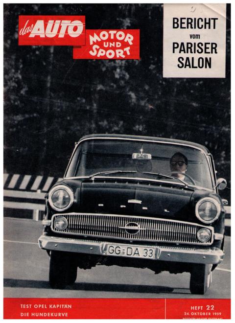 Hrsg. Pietsch , Paul und Dietrich - Troelch , Ernst   Das Auto - Motor und Sport  -  Heft 22 von 1959    