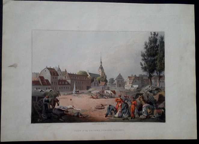 Hrsg. Bowyer    View of the Grimma suburb Leipsic  - Plünderung der Toten nach fanzösischen Rückzug aus Leipzig 1813   