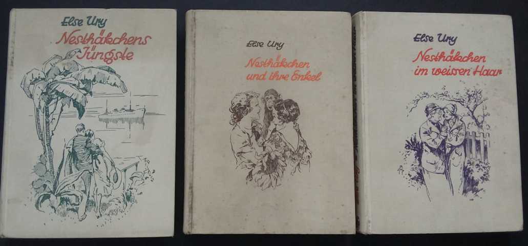 Ury, Else -  Sedlacek, Professor  3 Bände :  Nesthäkchens Jüngste  +  Nesthäkchen und ihre Enkel" +  Nesthäkchen im weißen Haar " ( Nesthäckchen )  als Einbandvariante  
