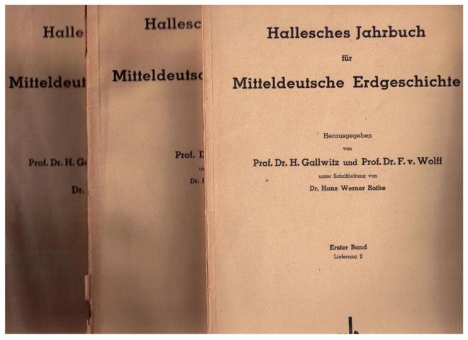 Hrsg. Gallwitz , Prof . unf  Wolff , Prof.    Hallesches Jahrbuch für Mitteldeutsche Erdgeschichte - 3 Broschuren   
