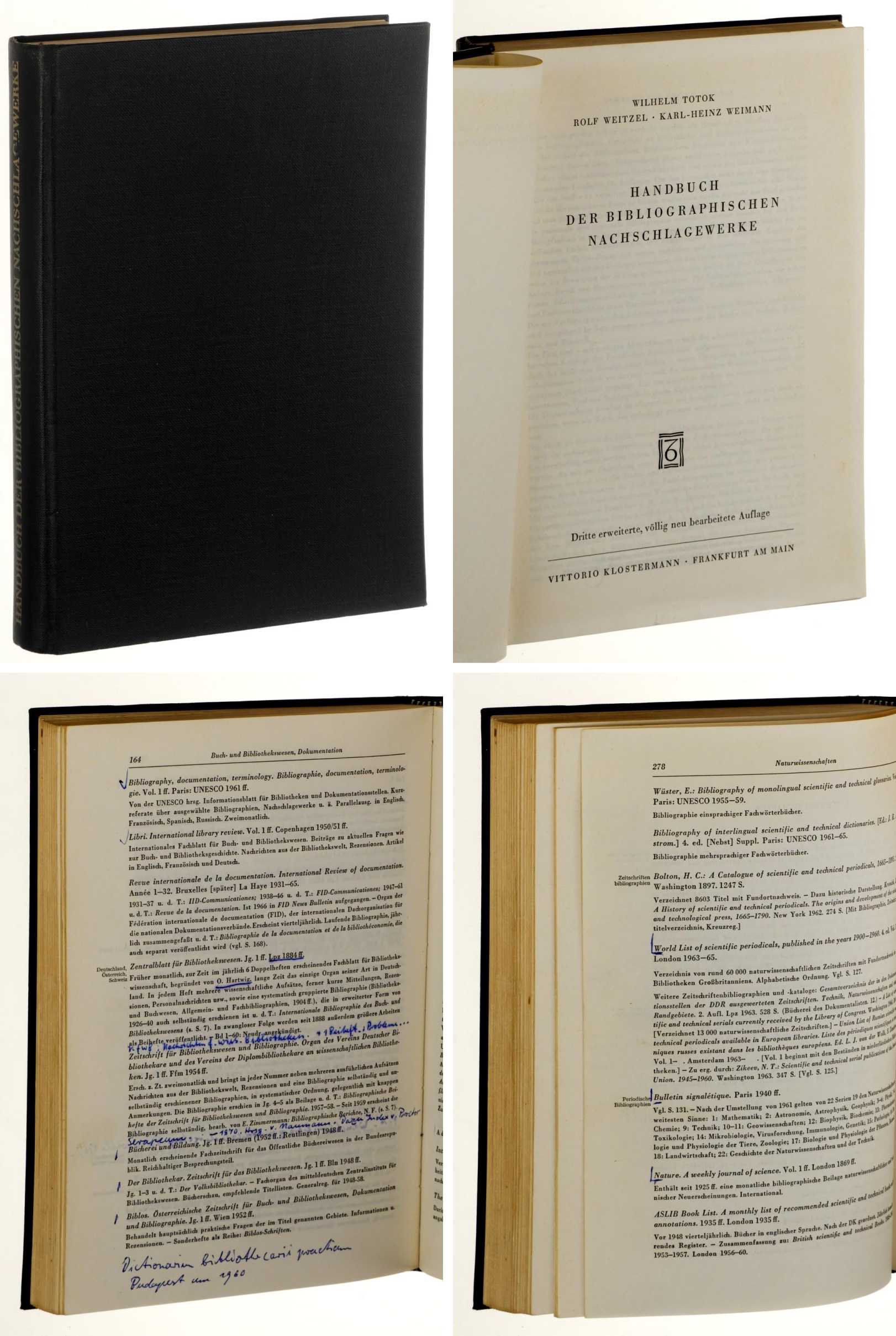 Totok, Wilhelm/Weitzel, Rolf/ Weimann, Karl-Heinz  Handbuch der bibliographischen Nachschlagewerke. 