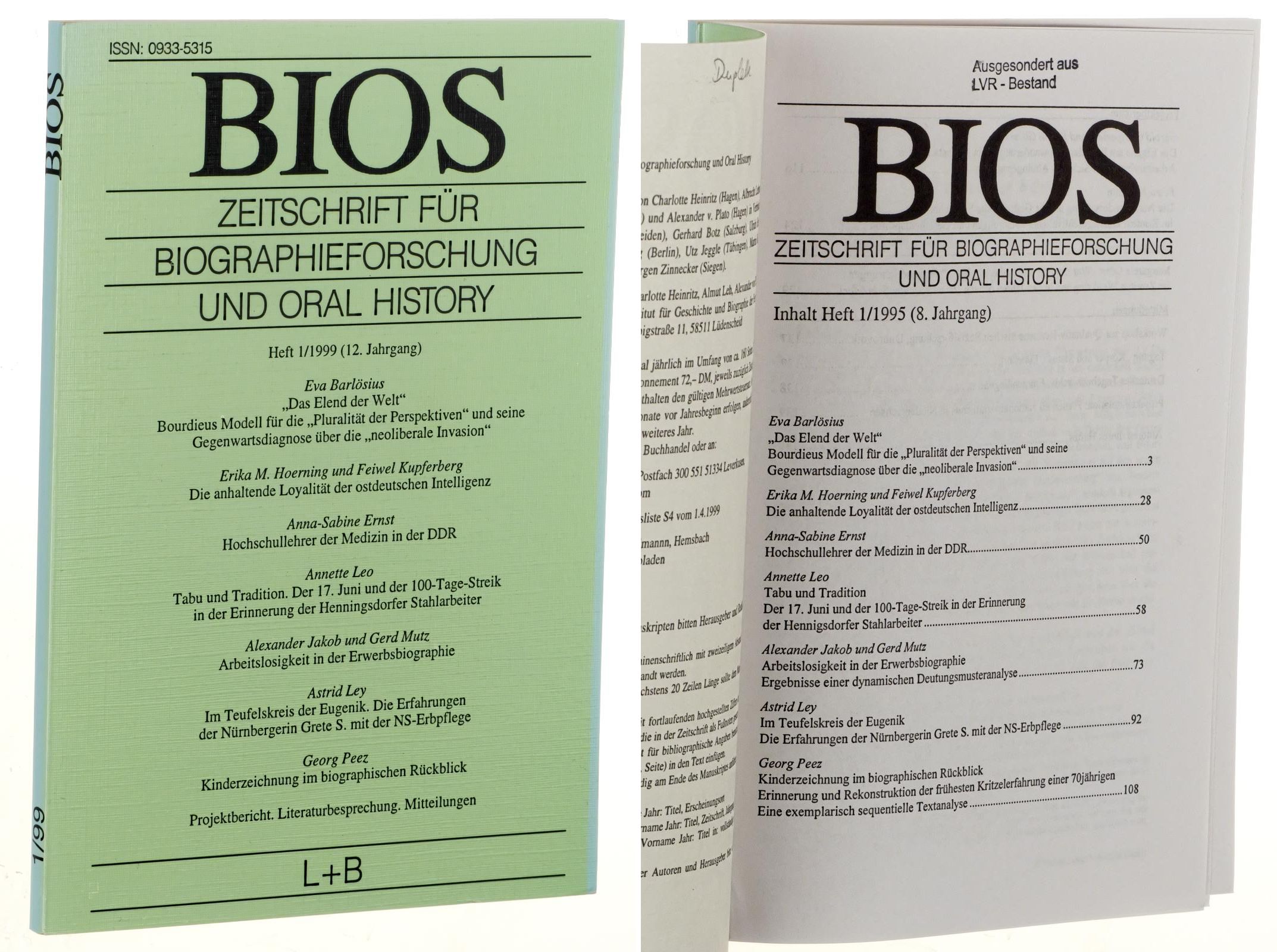   Bios. Zeitschrift für Biographieforschung und Oral History. 