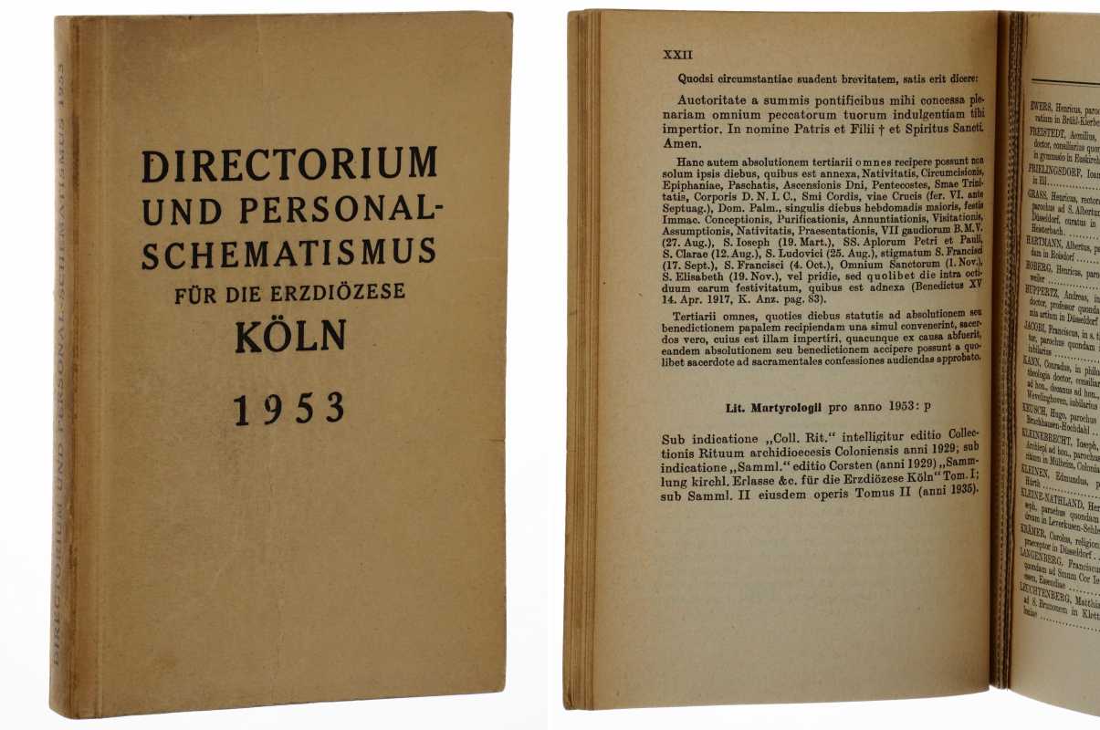   Directorium und Personalschematismus für die Erzdiözese Köln 1953. 