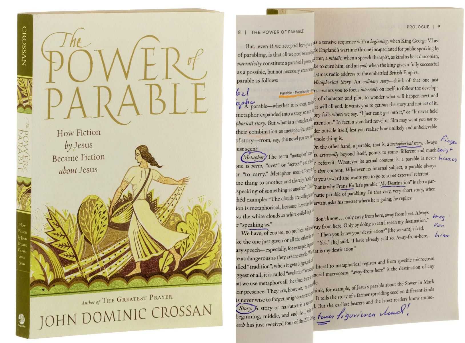 Crossan, John Dominic:  The power of parable. how fiction by Jesus became fiction about Jesus. 