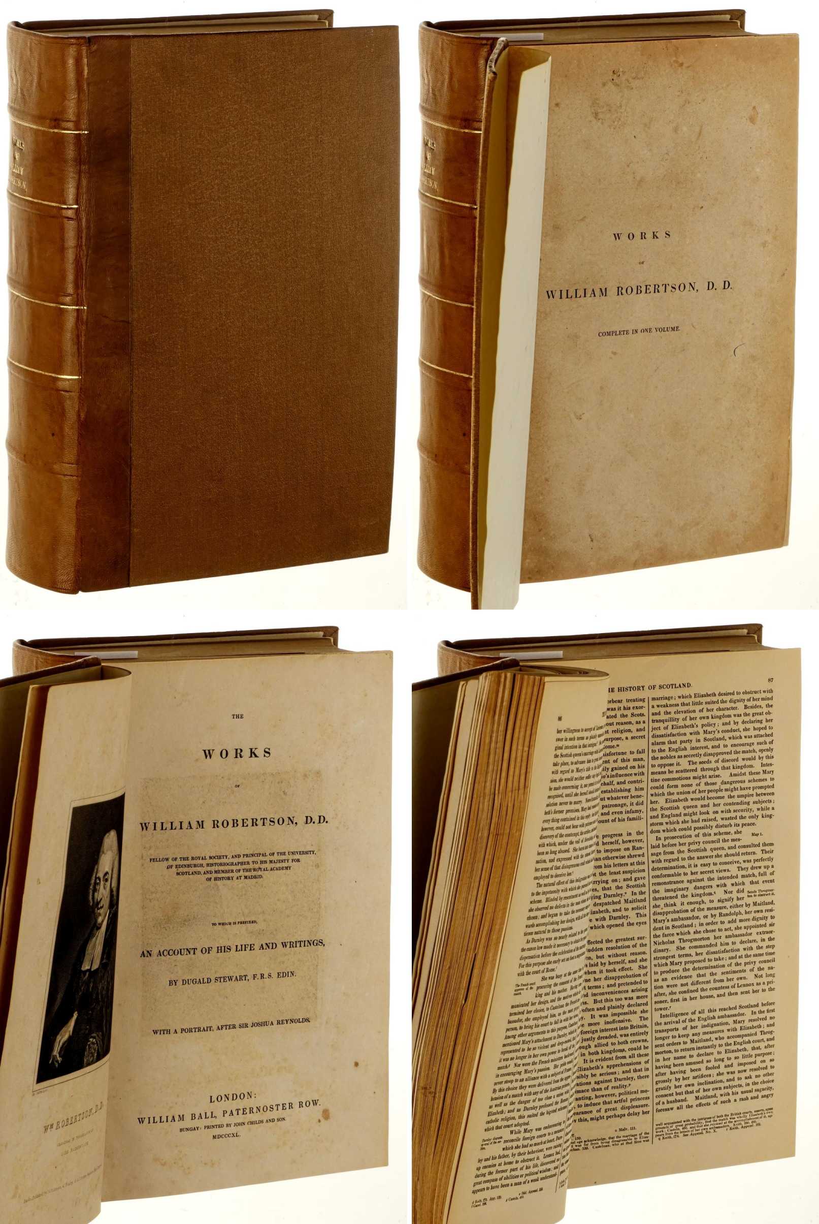 Robertson, William:  The Works. (Complete in one Volume). ... An Account of his LIfe an Writings by Dugald Stewart. 