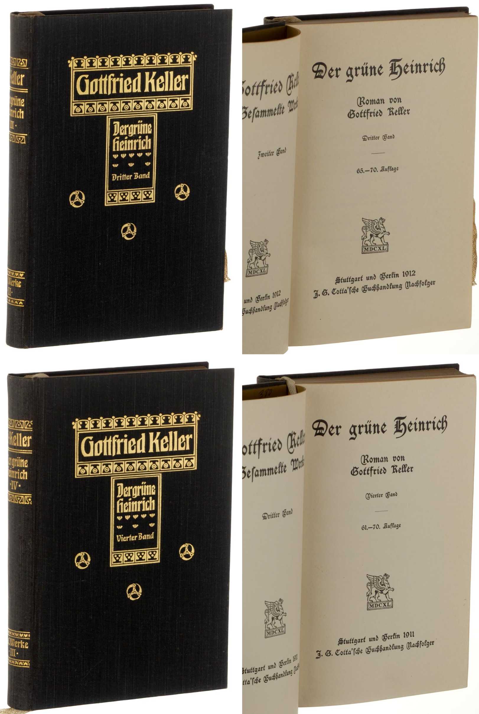 Keller, Gottfried:  Gesammelte Werke. Bände 2 und 3 (Der grüne Heinrich, Bde 3 u.4). 